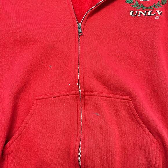 Vintage University of Las Vegas UNLV Rebels Red Mens L Collegiate Hoodie 90s - Picture 7 of 8